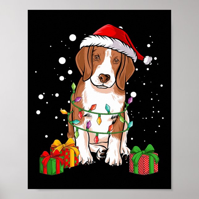 Poster Beagle Dog Christmas Tree Papais noeis Dog Xmas Gi (Frente)