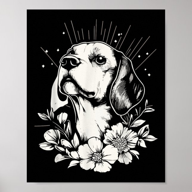 Poster Beagle Dog Lover Tatuagem do Estilo Retro (Frente)