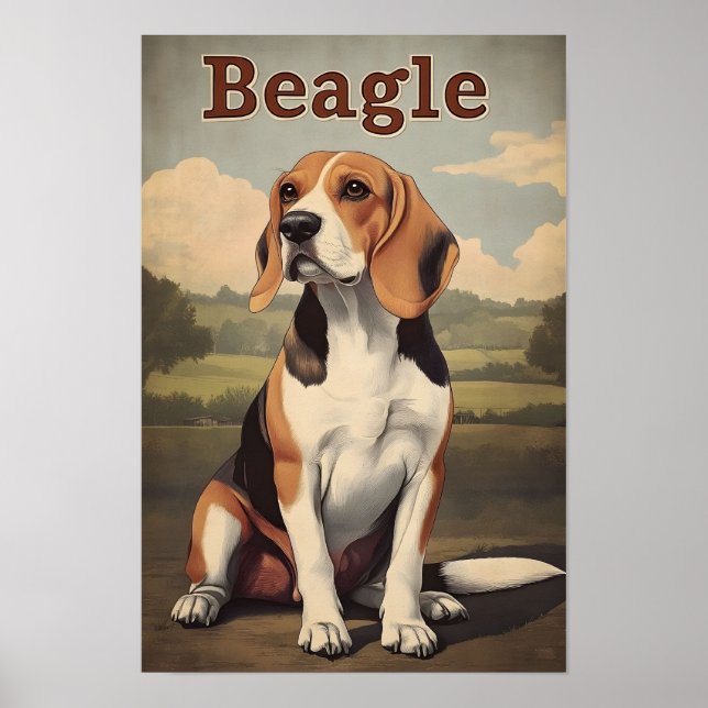 Poster Beagle Dog Vintage Art (Frente)
