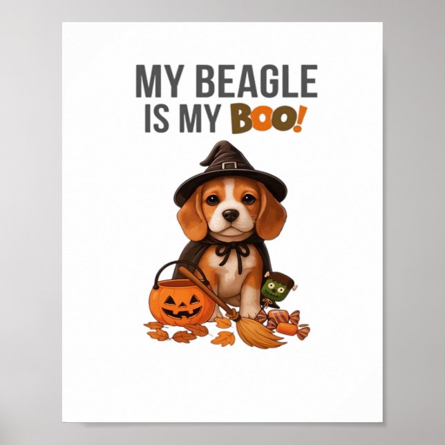 Poster Beagle Halloween O meu Beagle é o meu Boo Cão (Frente)