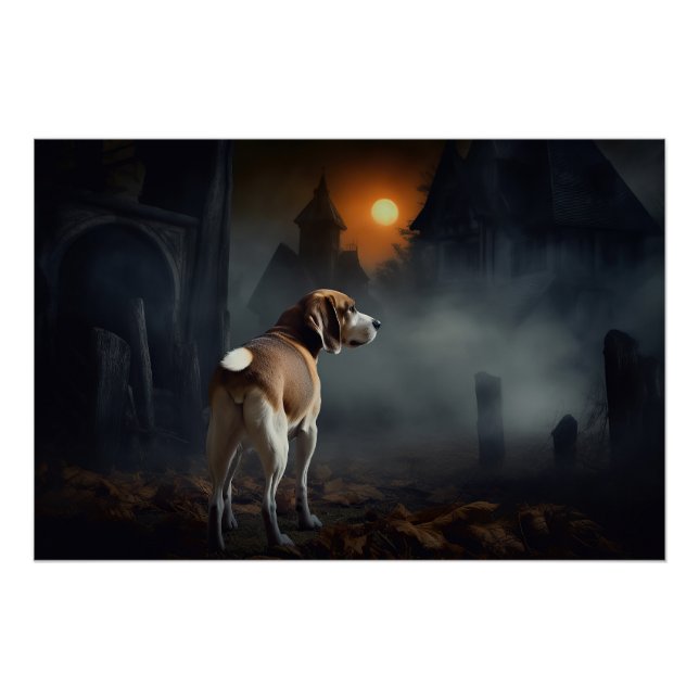 Pôster Beagle Halloween Scary (Frente)