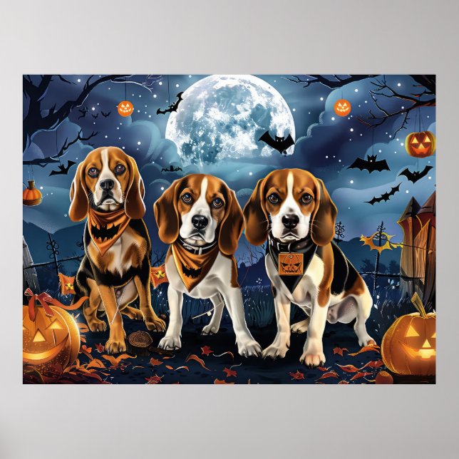 Poster Beagle Halloween Spooky (Frente)
