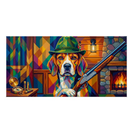 Pôster Beagle Jäger Pop Art – Moderner Jagdhund