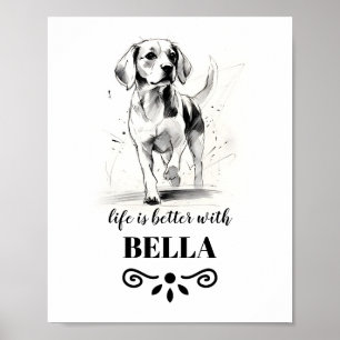 Poster Beagle Life é melhor com o nome personalizado do c