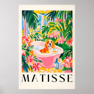 Poster Beagle na Banheira Arte Impressa Estilo Matisse Cã