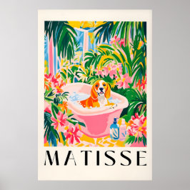 Poster Beagle na Banheira Arte Impressa Estilo Matisse Cã