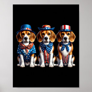 Poster Beagle Patriotic 4 De Julho Dos Eua Flag America P