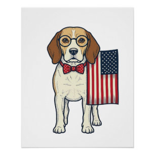Pôster Beagle Patriótico com Arte Vetorial Vintage de Ban