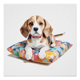 Pôster Beagle Playle Adorable Corta Animal Colorido Engra