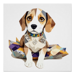 Pôster Beagle Playle Adorable Corta Animal Colorido Engra