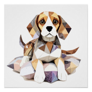 Pôster Beagle Playle Adorable Corta Animal Colorido Engra