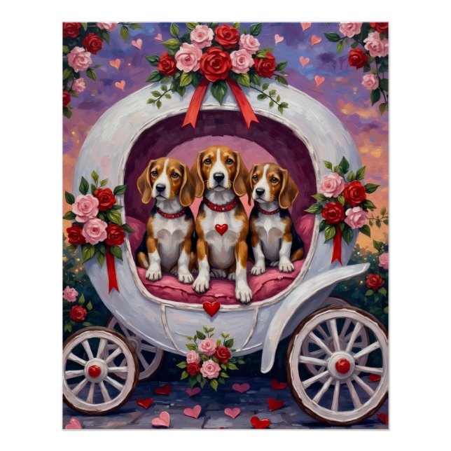 Pôster Beagles Dog Valentine's Day  (Frente)