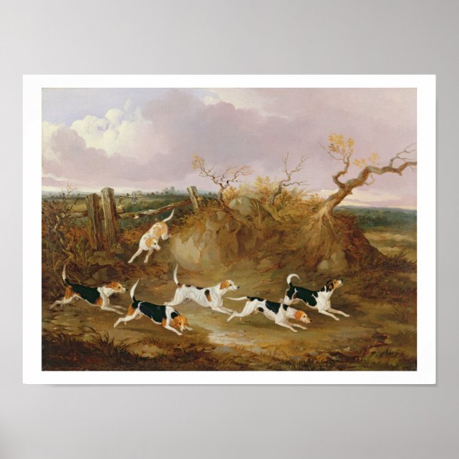 Pôster Beagles in Cheio Cry, 1845 (óleo na canvas) (Frente)