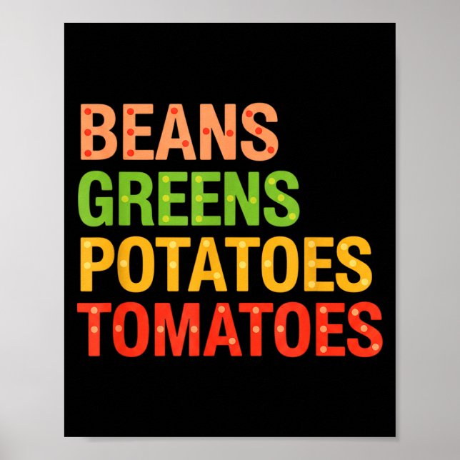 Poster Beans Greens Tatoes Tomatoes, Thanksgiving Farm Fe (Frente)