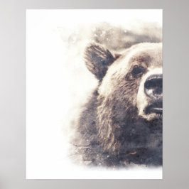 Poster Bear Abstrato Watercolor