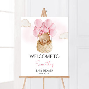 Poster Bear Bear Bear Quente Air Balloon Chá de fraldas B