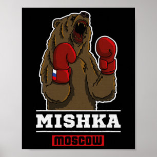 Poster Bear Boxando Rússia Propaganda Ussr