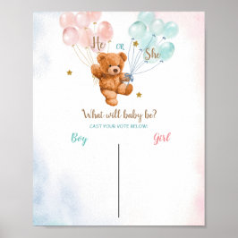 Poster Bear Boy ou Girl Voting Conselho Raça Festa de Rev