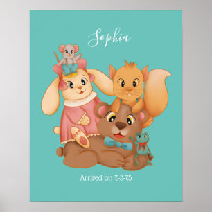 Poster Bear e Amigos de Mel, Nome Branco, Teto Claro