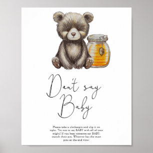 Poster Bear e fritar mel - Não diga bebê