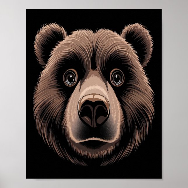 Poster Bear Face Halloween Costume Urso Castanho (Frente)