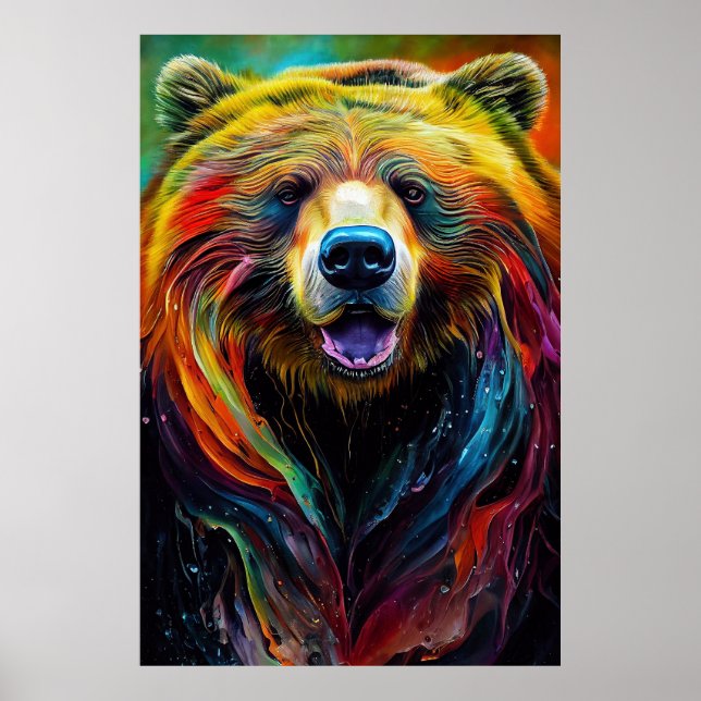 Poster Bear Grizzly Animal Discovery Adventure Nature Pla (Frente)
