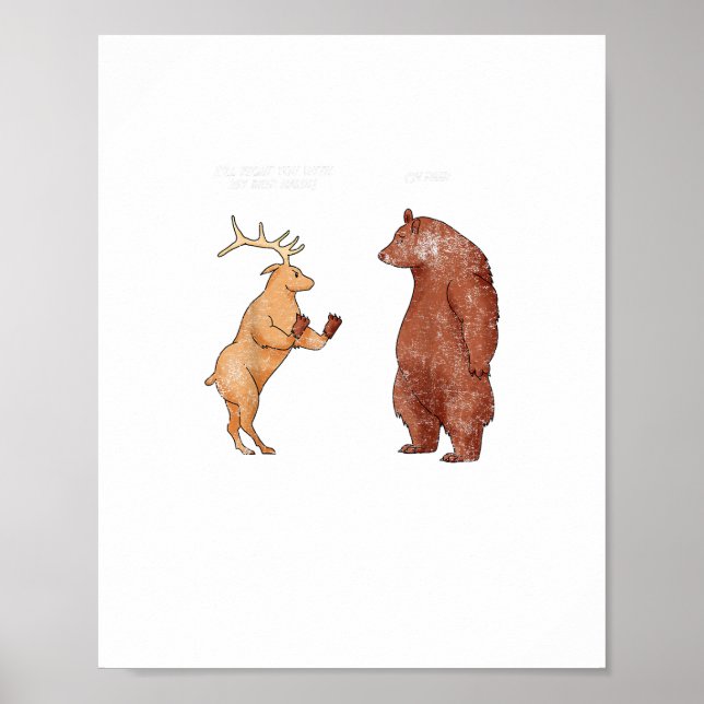 Poster Bear Hands Oh Deer Funny Sayings Pun Gift  (Frente)