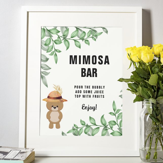 Poster Bear In the Wood Mimosa Bar Baby Shower Welcome (Criador carregado)