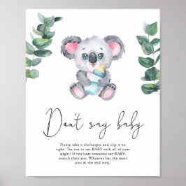 Poster Bear Koala Não diga amor