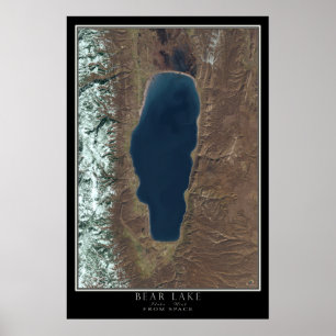 Poster Bear Lake Idaho - Utah Do Mapa do Satélite Espacia