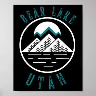 Poster Bear Lake Utah Montanha Esqui Hiking Pescaria Barc