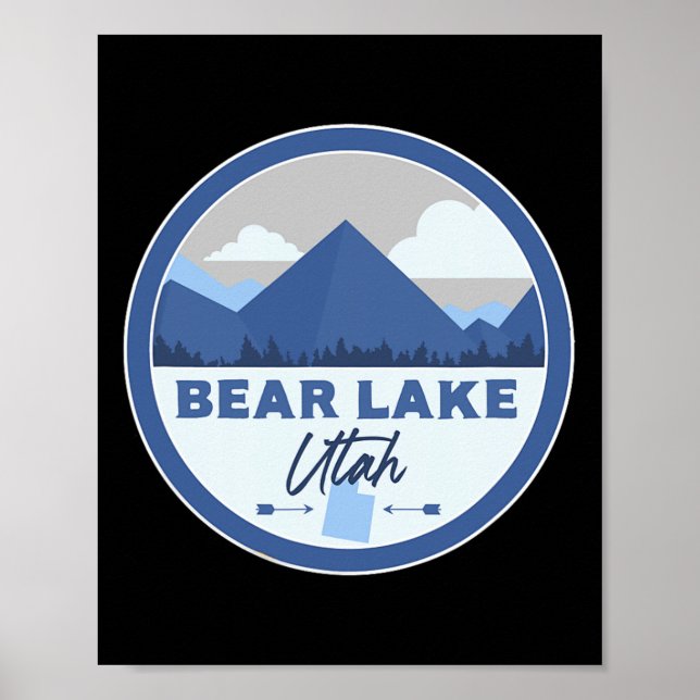 Poster Bear Lake Utah Ut Mountains Badge Hiking Souvenir  (Frente)