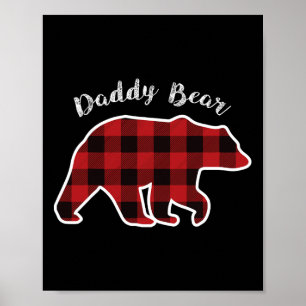 Poster Bear Men Red Xadrez Natal Pai Pajama Gif