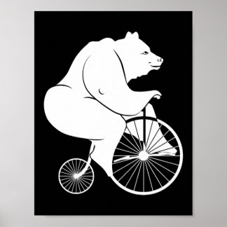 Pôster Bear Riding Penny Farthing Bike