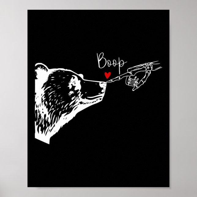 Poster Bear Skeleton Boop Bear Dia de as Bruxas engraçado (Frente)