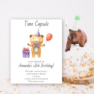 Poster Bear Tempo primeiro aniversario Cápsula neutro