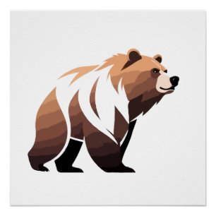 Pôster Bear Vetor Art Animal Modern Urban City Graphic