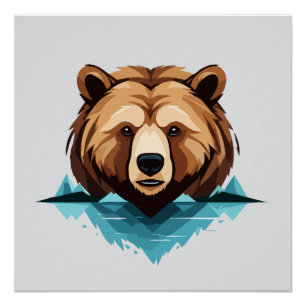 Pôster Bear Vetor Art Animal Modern Urban City Graphic