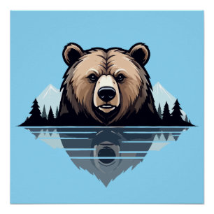 Pôster Bear Vetor Art Animal Modern Urban City Graphic