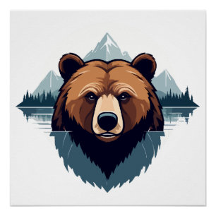 Pôster Bear Vetor Art Animal Modern Urban City Graphic
