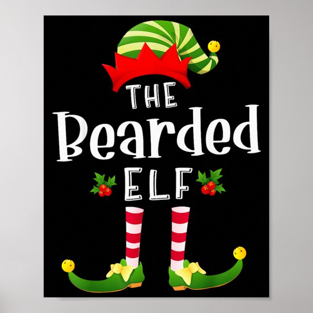 Poster Bearded Christmas Elf Matching Pajama X-mas Party  (Frente)