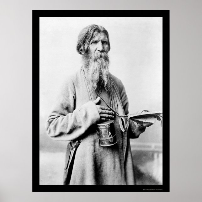 Poster Bearded Church Beggar na Rússia 1880 (Frente)