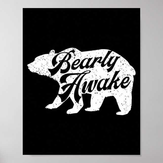 Poster Bearly Awake Bear. Funny Bear Christmas Pajamas Gi (Frente)
