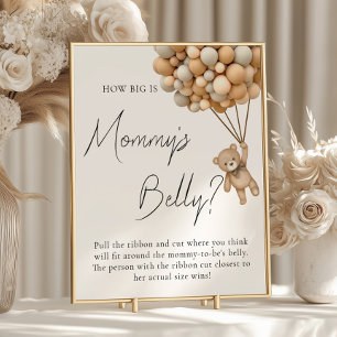 Poster Bearly Wait Baby Shower Sinal de Quão Grande é a B