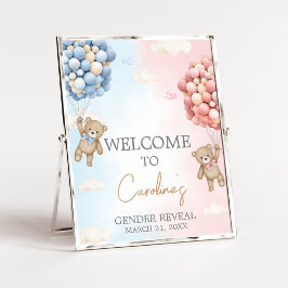 Poster Bearly Wait BearBalloon Gender Reveal Welcome Sign