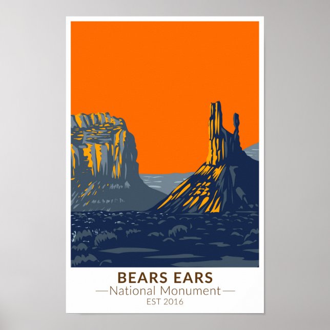 Poster Bears Ears Monumento Nacional Utah Vintage (Frente)