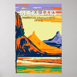 Poster Bears Ears National Monuument Utah Retro