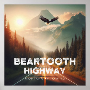 Poster Beartooth Highway Montana Wyoming Eagle