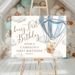 Poster Beary Balão de Ar Quente do Urso Teddy Primeiro An