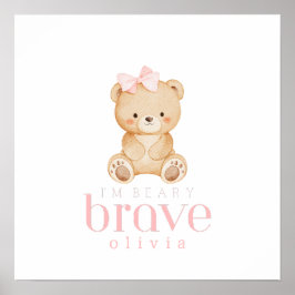 Poster beary brave childhood cancer sick kids custom name